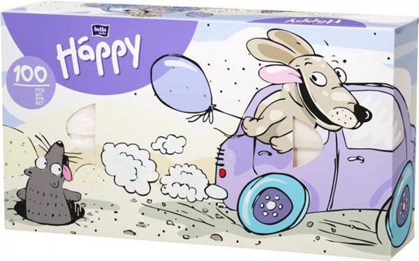 

Платки бумажные универсальные двухслойные Bella Baby Happy 100 шт пес