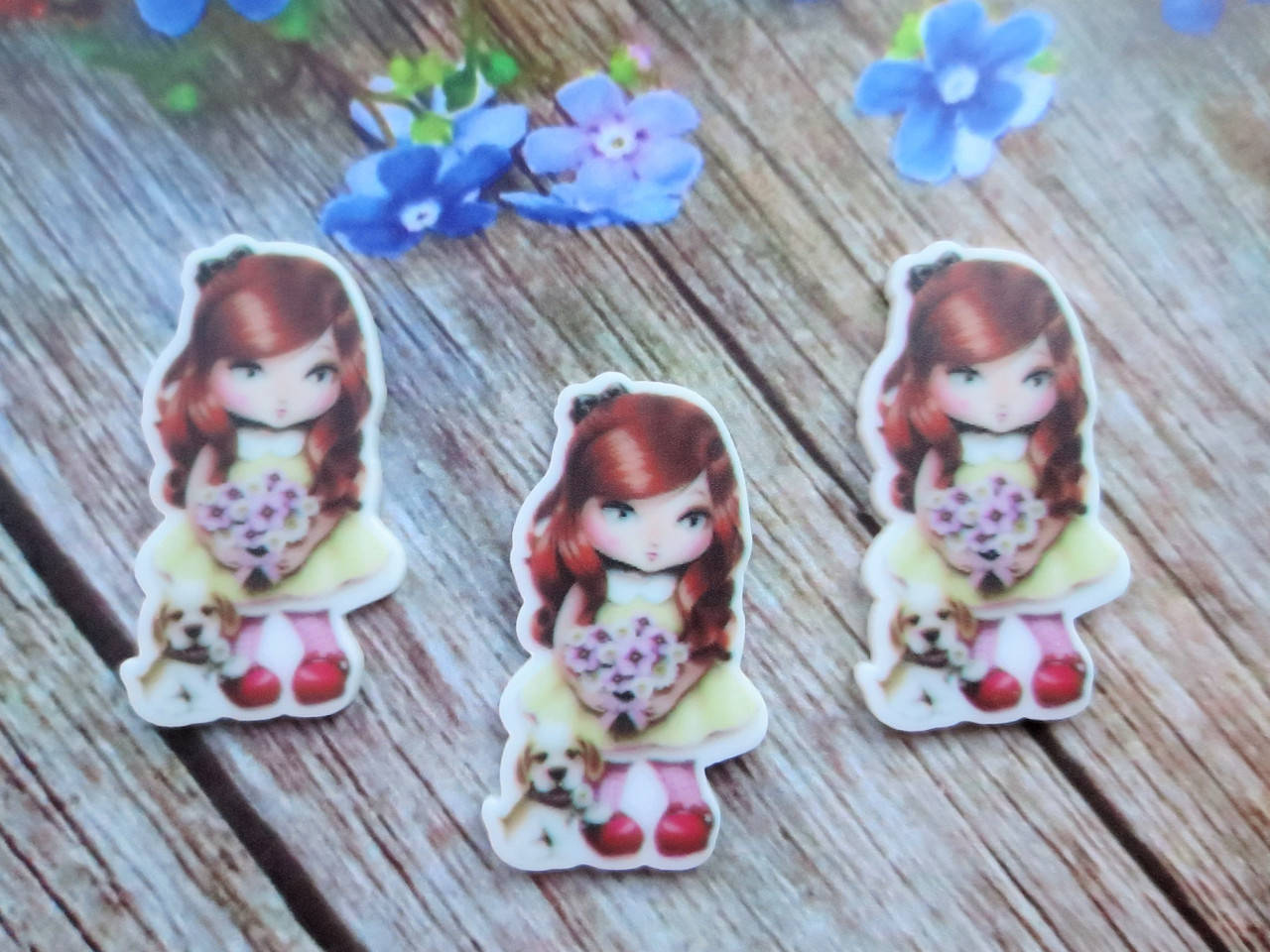 

Кабошон, серединка для заколок "Кукла Джоли", 37х20 мм, 1 шт., Разные цвета