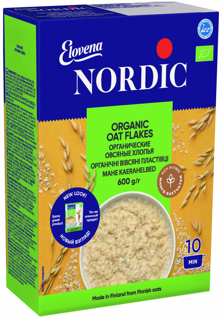 

Овсяные органические хлопья NORDIC 600г, (10шт/ящ)