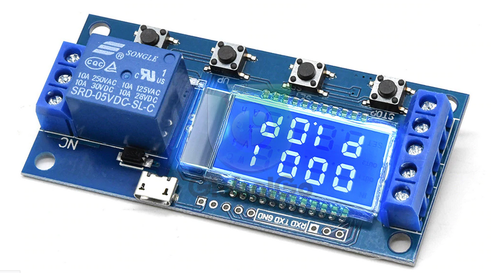 

Электронное реле задержки времени, циклическое реле 6-30В 15A microUSB