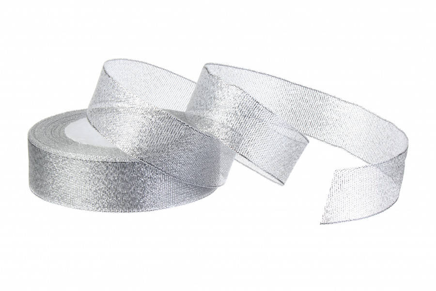 

Лента парча 2.5 см серебро