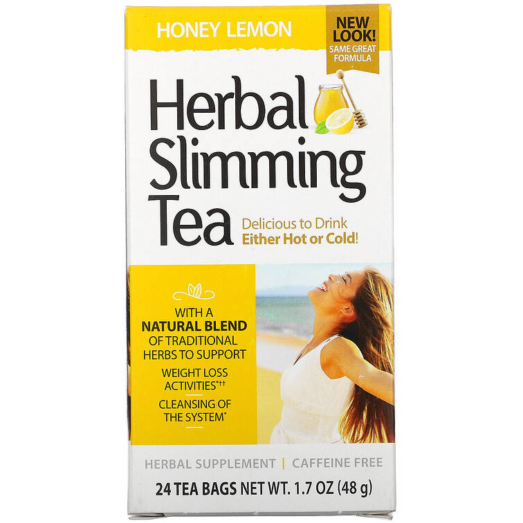 

Травяной чай для похудения, 21st Century "Herbal Slimming Tea" мед с лимоном, без кофеина, 24 пакетика (48 г)