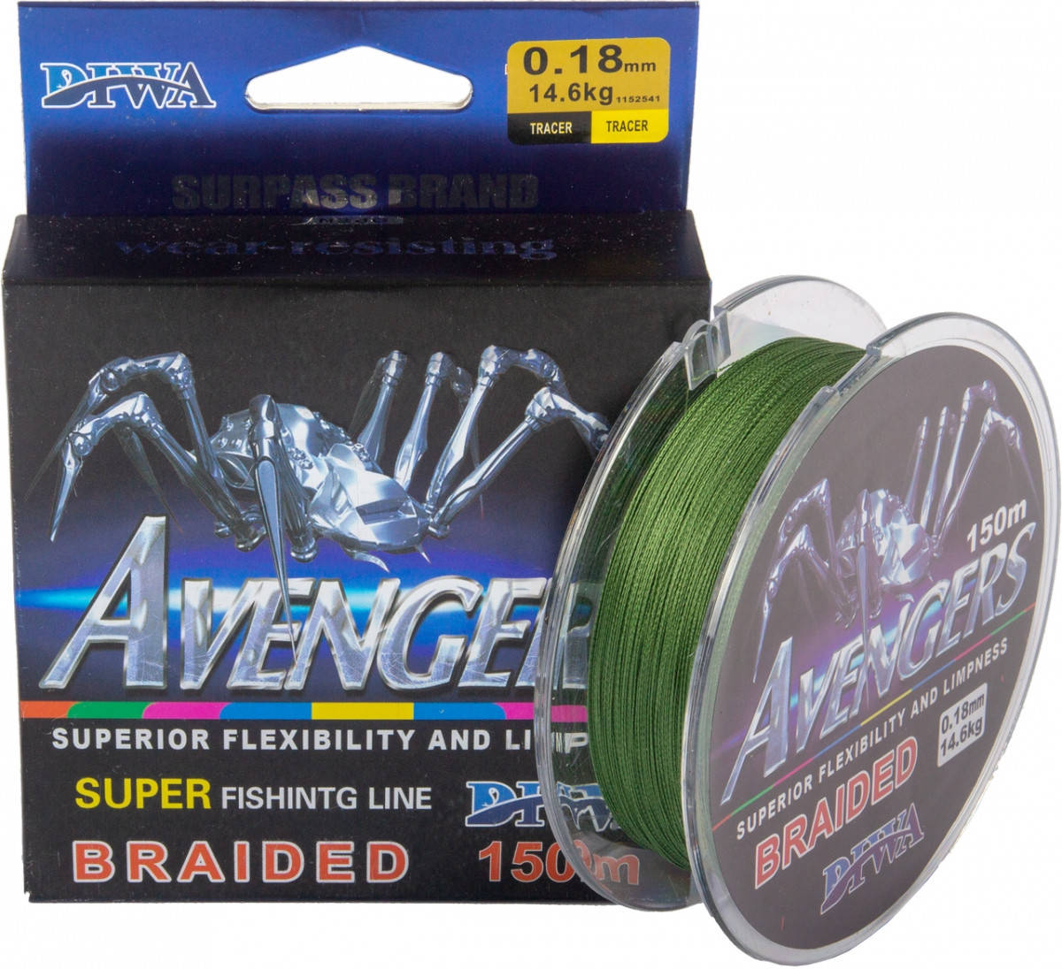 

Шнур плетеный Diwa Avengers 150м, Зеленый 0.20, Зелёный
