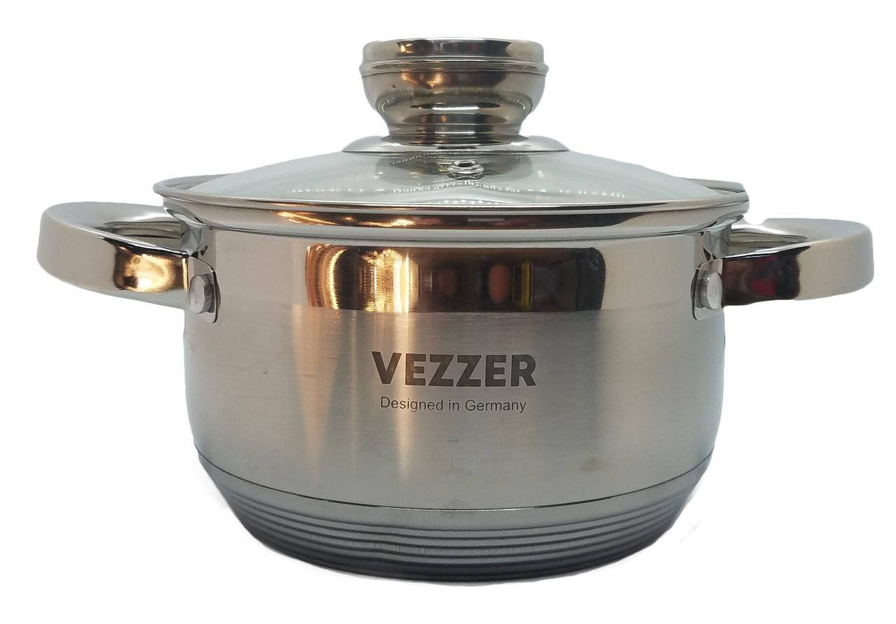 

Кастрюля Vezzer 2.9л из нержавейки с 7-ми слойным дном и стеклянной крышкой