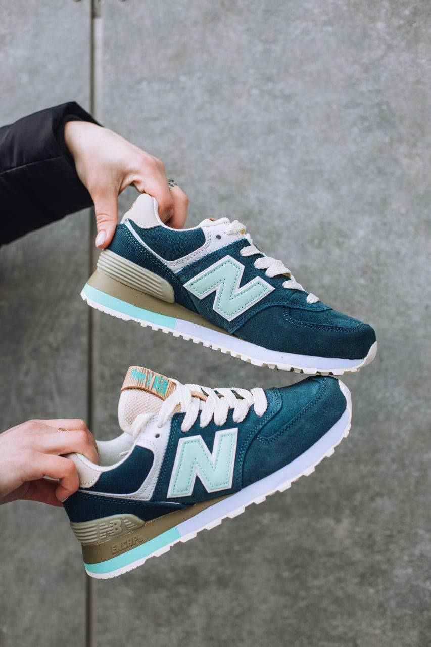 

Кроссовки женские New Balance 574 Blue/Green (рефлективные вставки), Синий