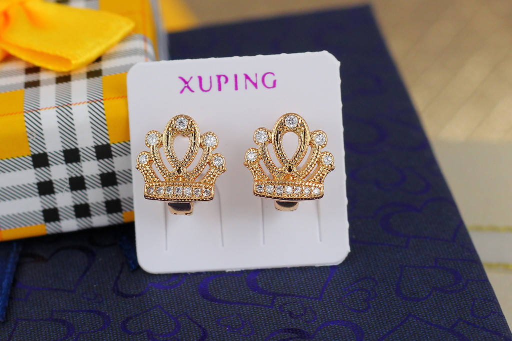 

Серьги Xuping Jewelry короны 1 см золотистые