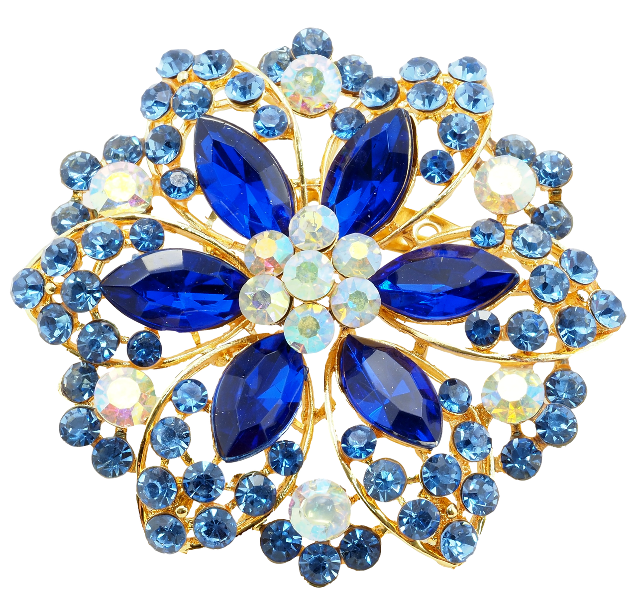 

Брошь "Цветок с синими стразами"