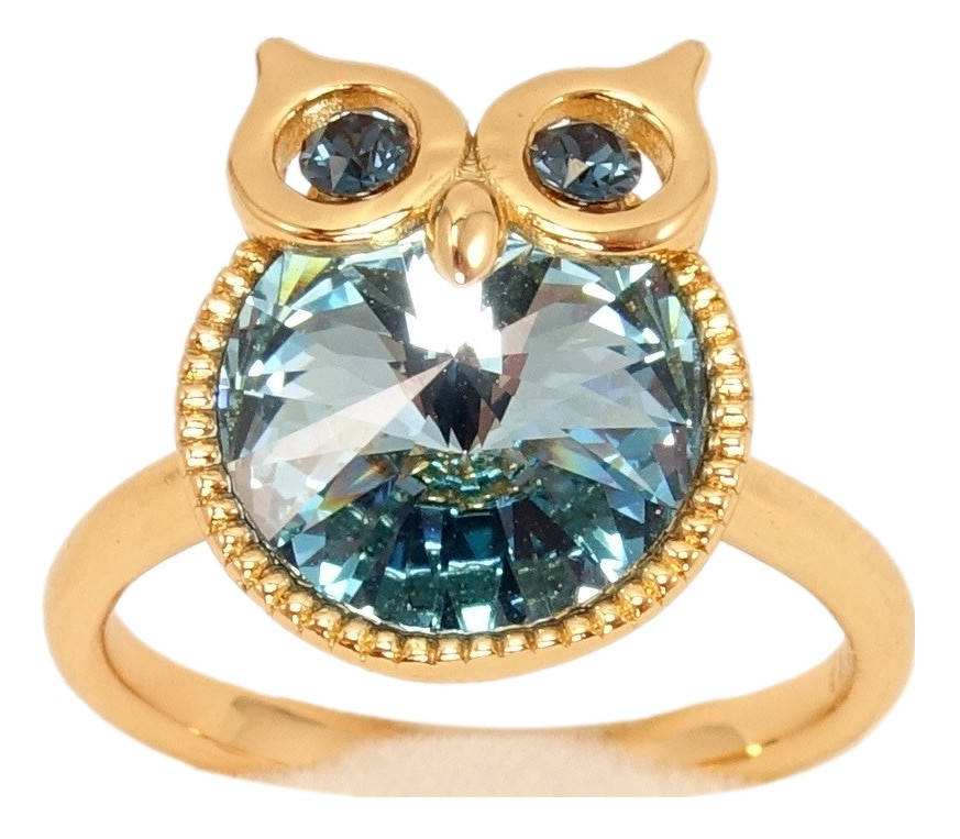 

Кольцо Xuping Позолота 18K с кристаллами Swarovski "Сова кристалл Aquamarine" р.16,17,18,18.5
