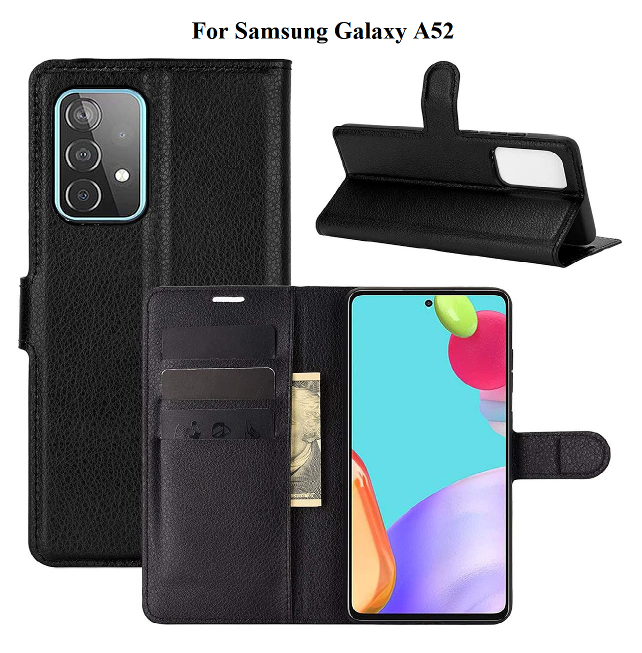

Чехол книжка Wallet для Samsung Galaxy A52 (A525F), Черный