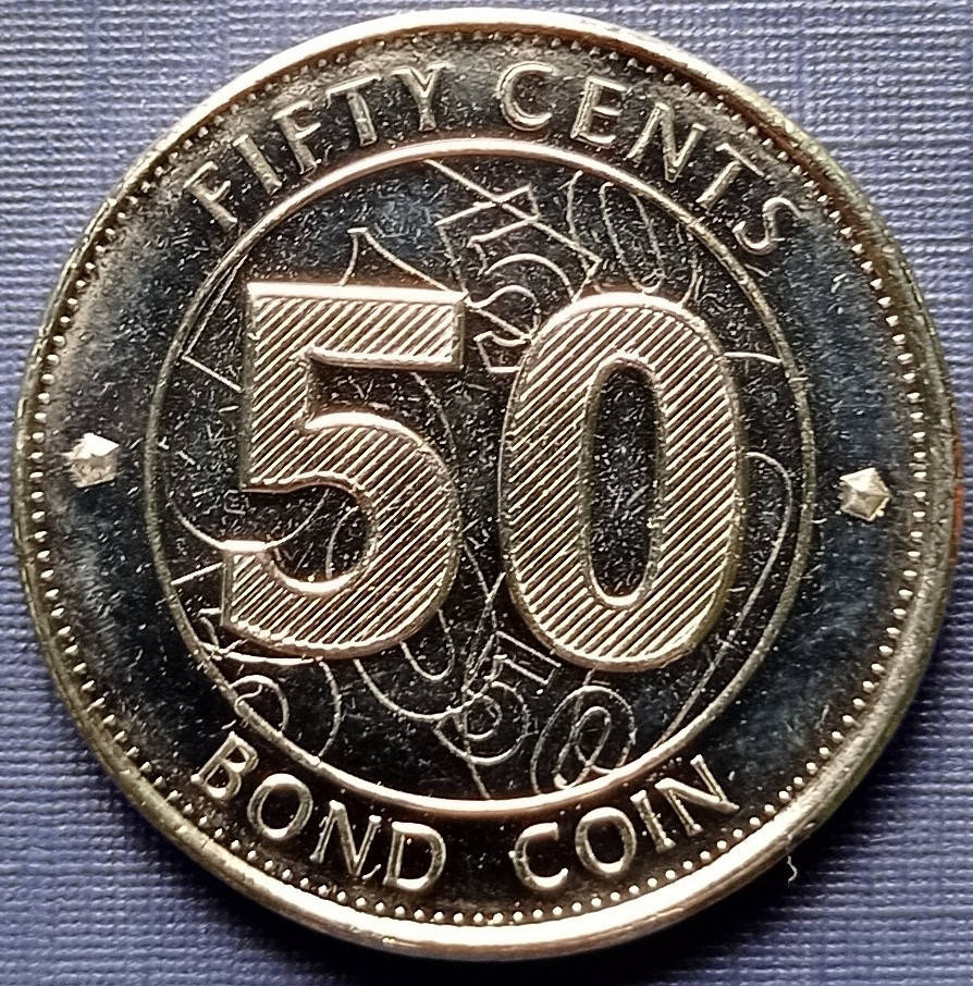 

Монета 50 центов Зимбабве 2014 состояние