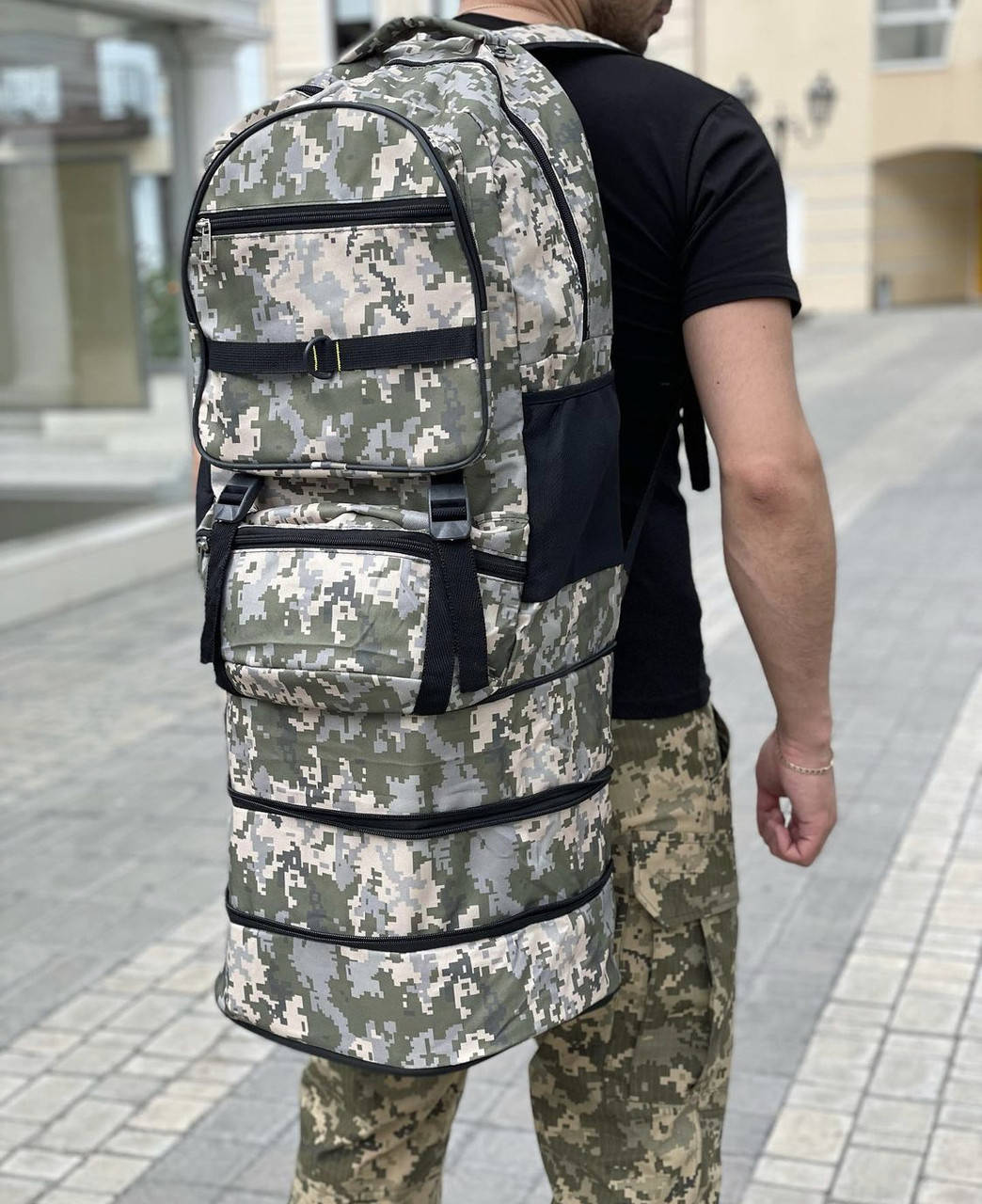 

Тактический рюкзак пиксель 55л-100 литров ЗСУ с расширением рюкзак военный армейский вещевой походный олива, Черный