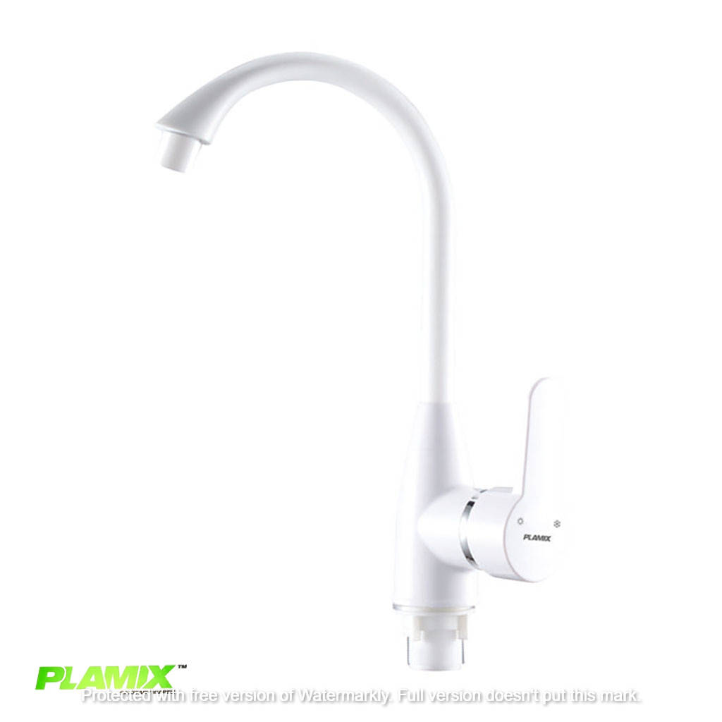 

Пластиковый смеситель для кухни PLAMIX Mario-011 White (без подводки), Белый