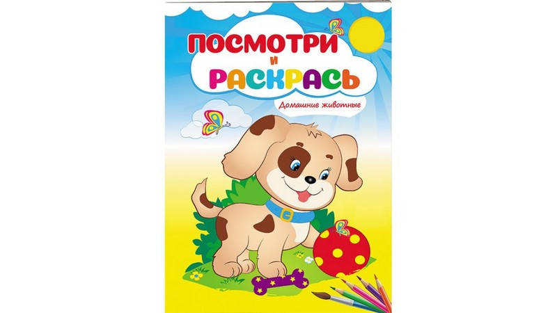 

Посмотри и раскрась. Домашние животные. 10 стор, 165x220 мм, Рос Пегас