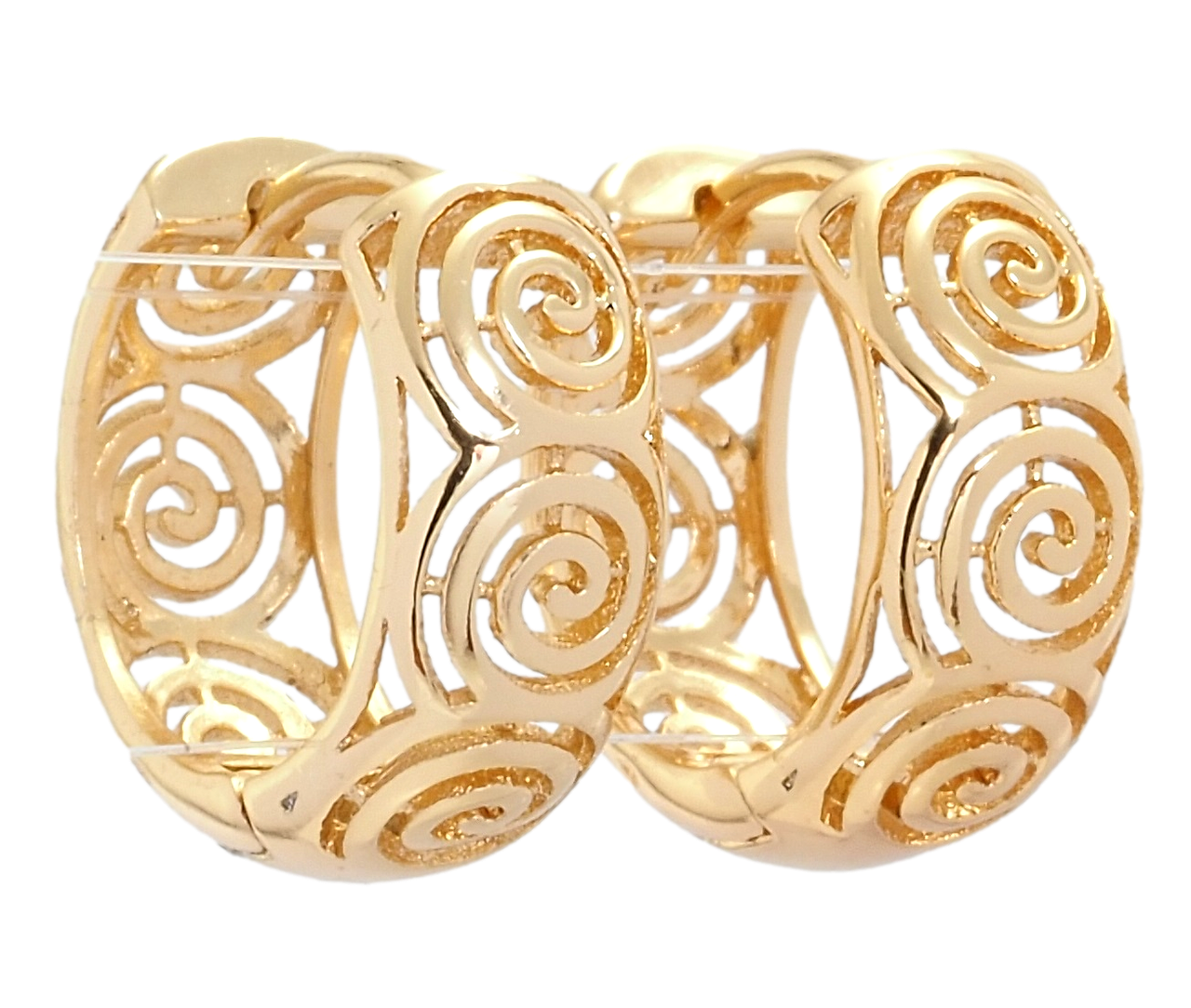 

Серьги Xuping Позолота 18K колечки "Резной орнамент" узор на одну сторону
