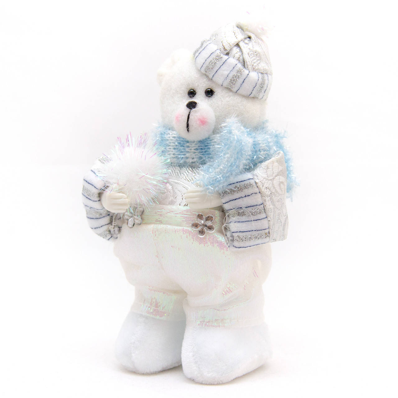 

Мягкая новогодняя фигурка Медведь, 15 см, белый, текстиль (180431-2)