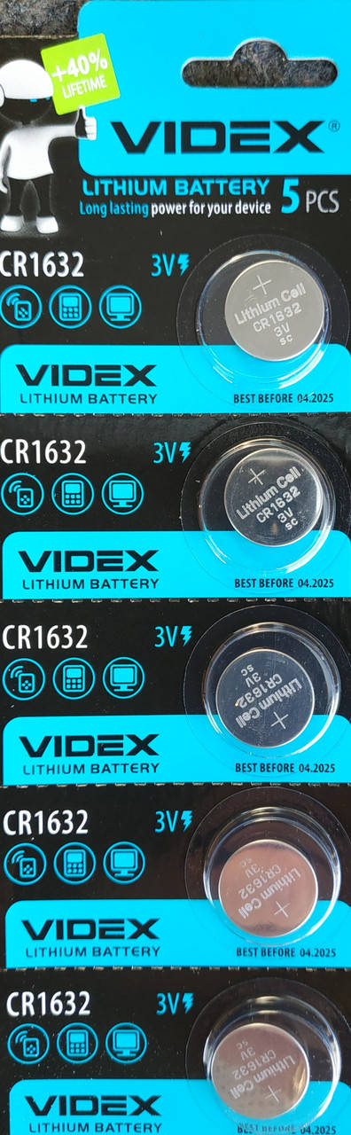 

Батарейка литиевая Videx CR1632 5pcs BLISTER CARD