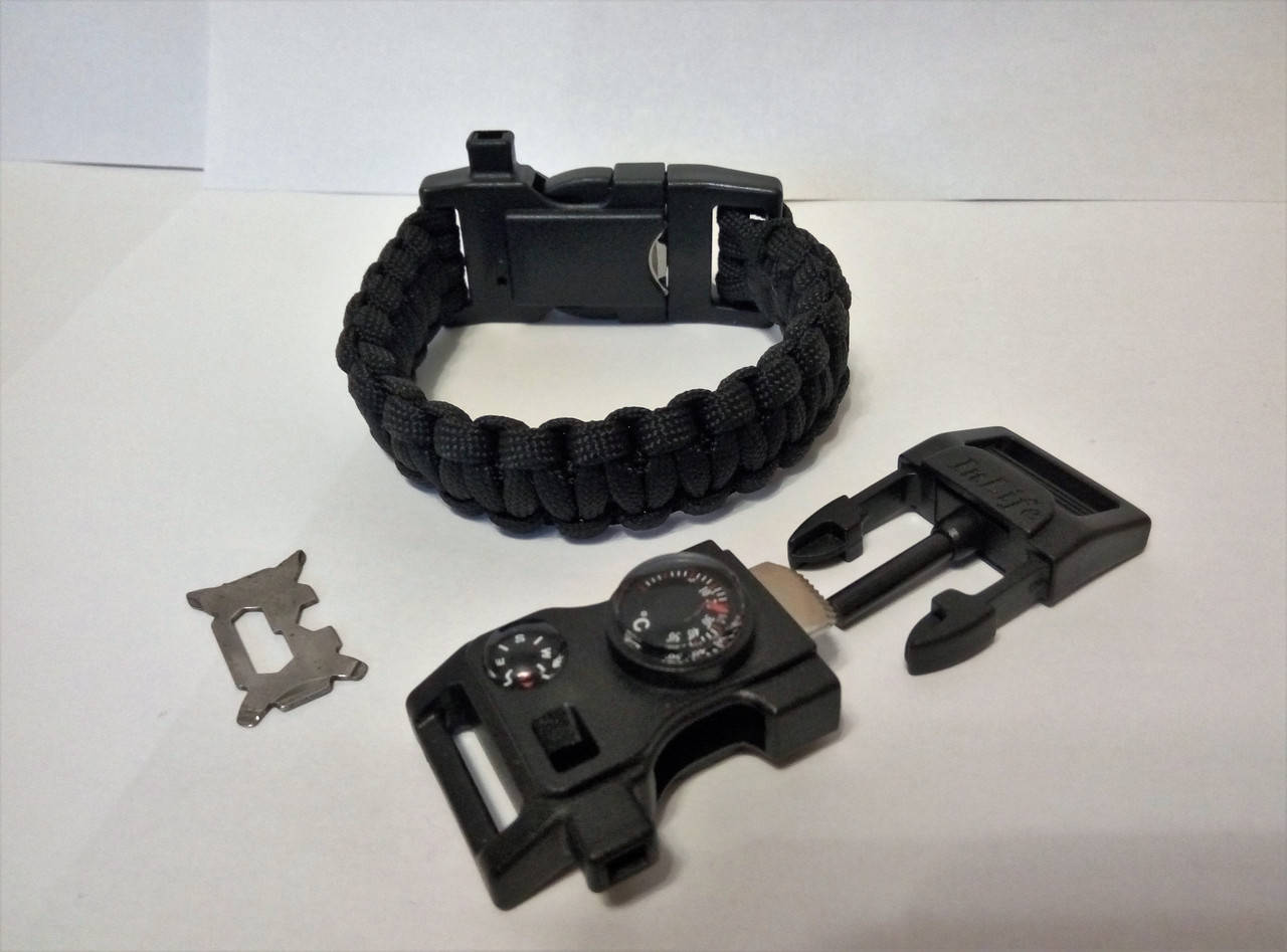 

Браслет выживания из паракорда плетение Кобра, 15 в 1 (паракорд, кресало-огниво, свисток, режущая кромка,