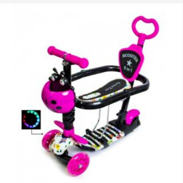 

Самокат дитячий з бортиками 5 в 1 з батьківською ручкою