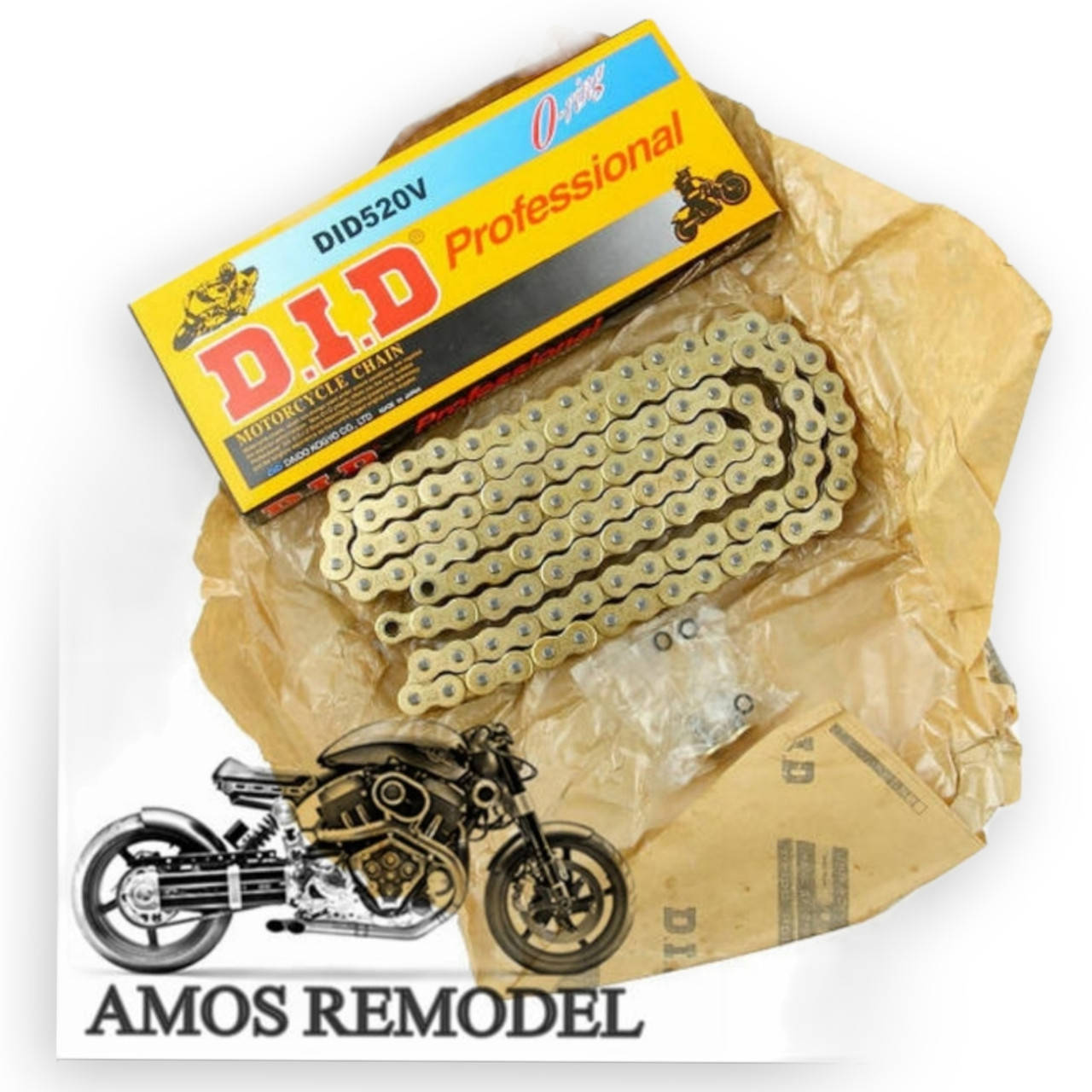 

Цепь усиленная 520Н 120 звеньев GOLD с замком DID