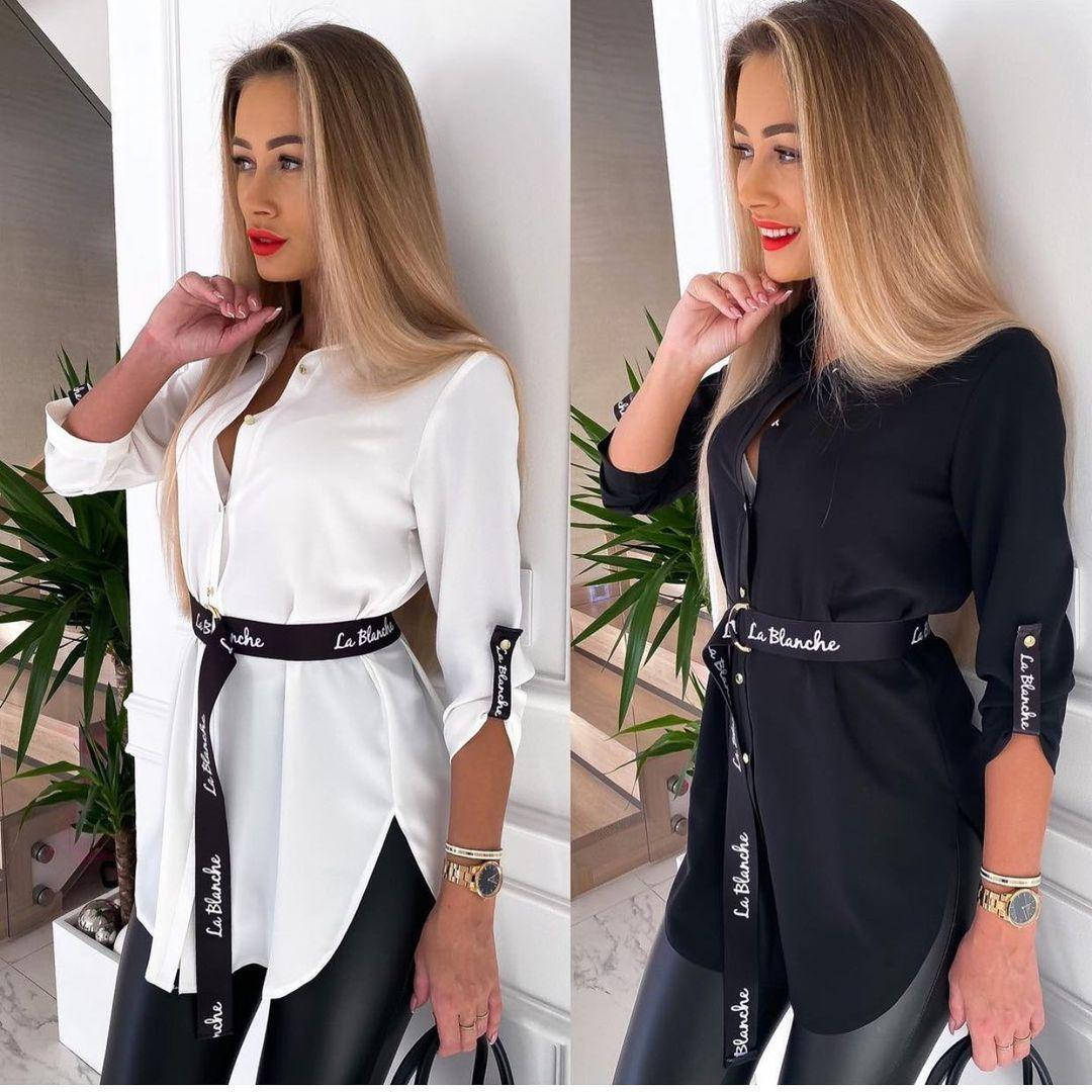 

Женская удлиненная рубаха под поясок белого цвета 42, Белый