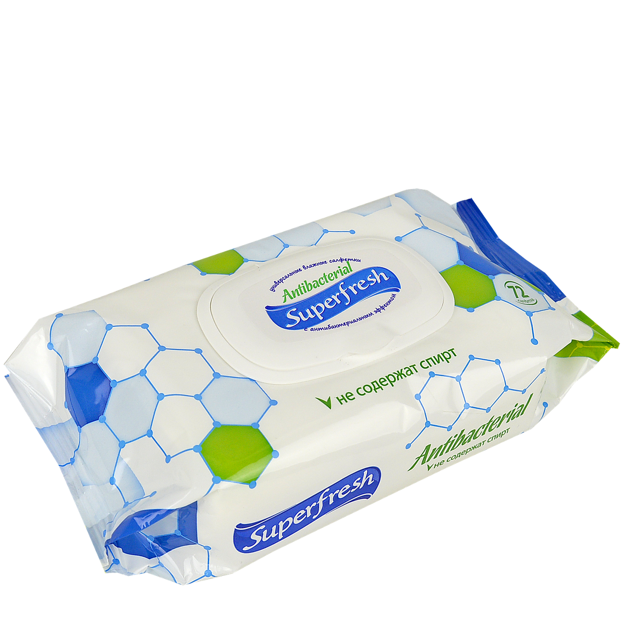 

Влажные салфетки Superfresh "Антибактерицидные" 72 шт с клапаном