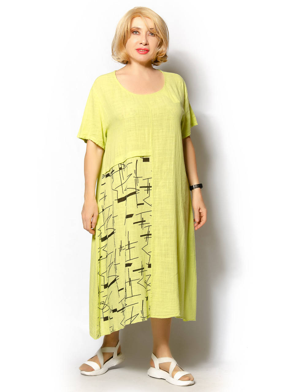 

Платье бохо итальянское, лен. Размер oversize 52 — 62 52-62