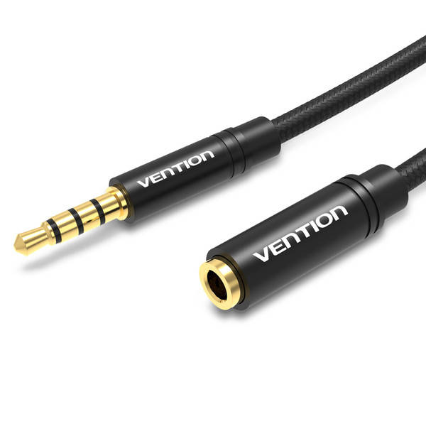 

Кабель Vention Audio 3.5 мм 1 м Black Metal Type, 4 pin, с поддержккой микрофона, стерео (BHBBF), Черный