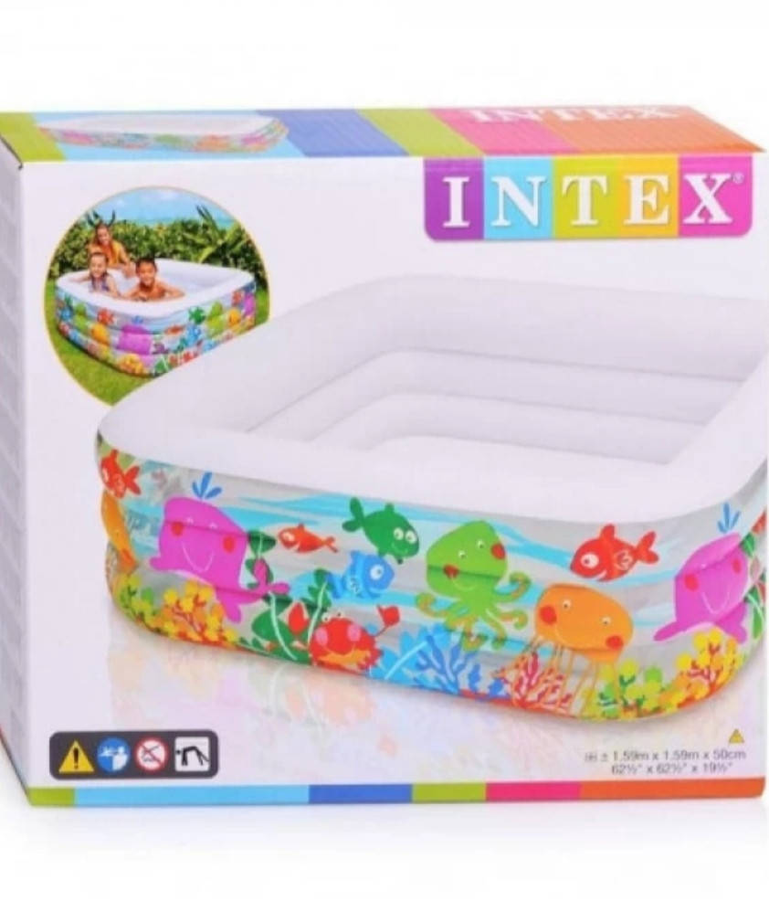 

Дитячий надувний басейн 57471 INTEX "Квадрат" 340л ,розмір 159*159*50см