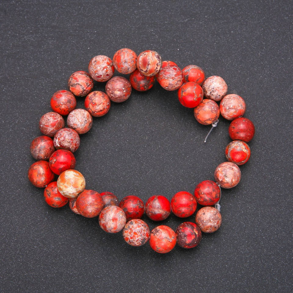 

Бусины на нитке Яшма Красная гладкий шарик d-10(+-)мм L-38см, Красный