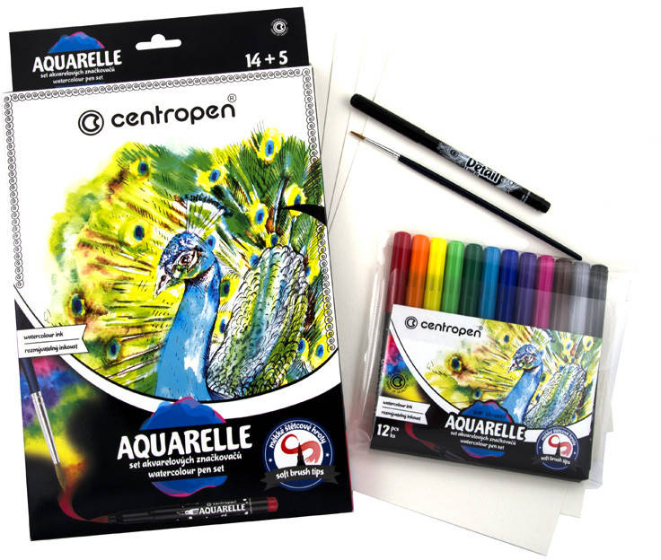 

Фломастеры акварельные Brush 9383 Centropen, Черный