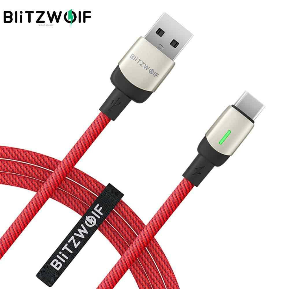 

BlitzWolf ® BW-TC21 3A USB Type-C Кабель передачи данных LED индикатор Быстрая зарядка 1м нейлоновый