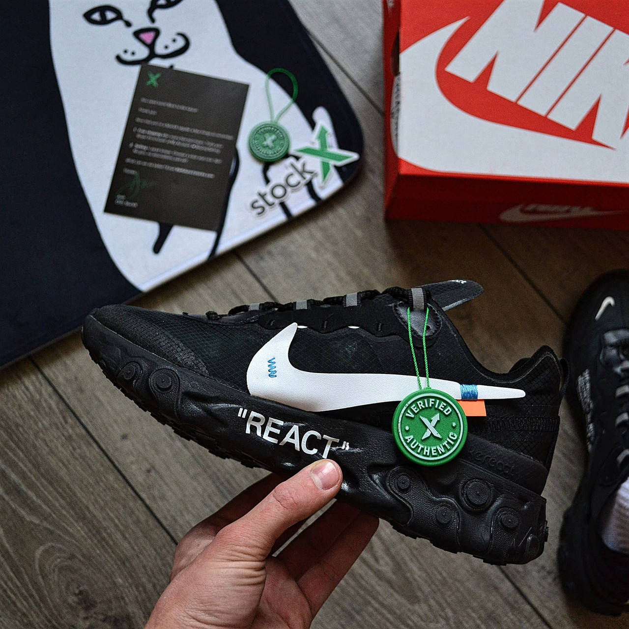 

Nike React Element 87 X Off-White 'Black' 43 44 45, Черный