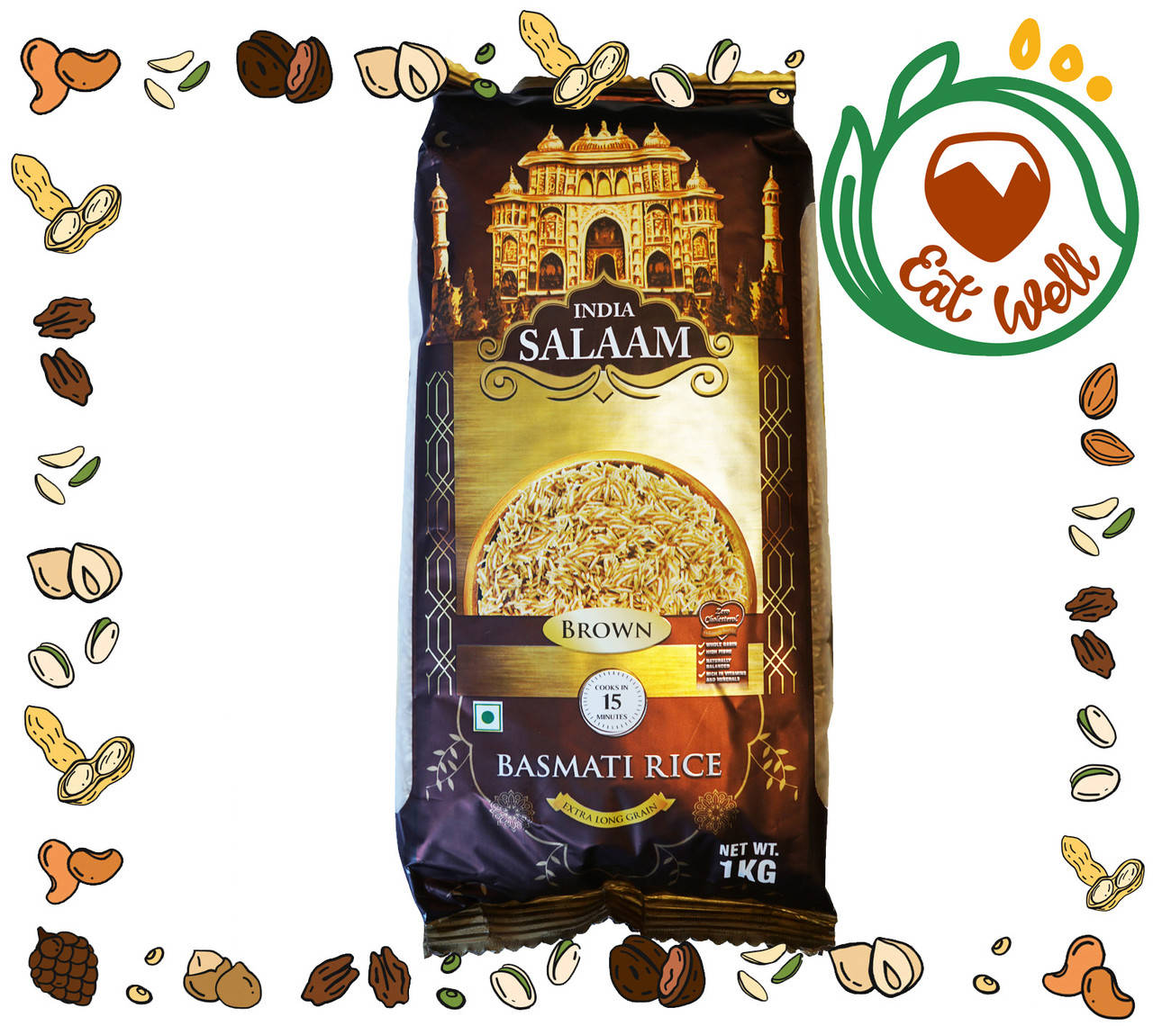 

Рис Басмати не шлифованый Brown, Salaam India, 1 кг