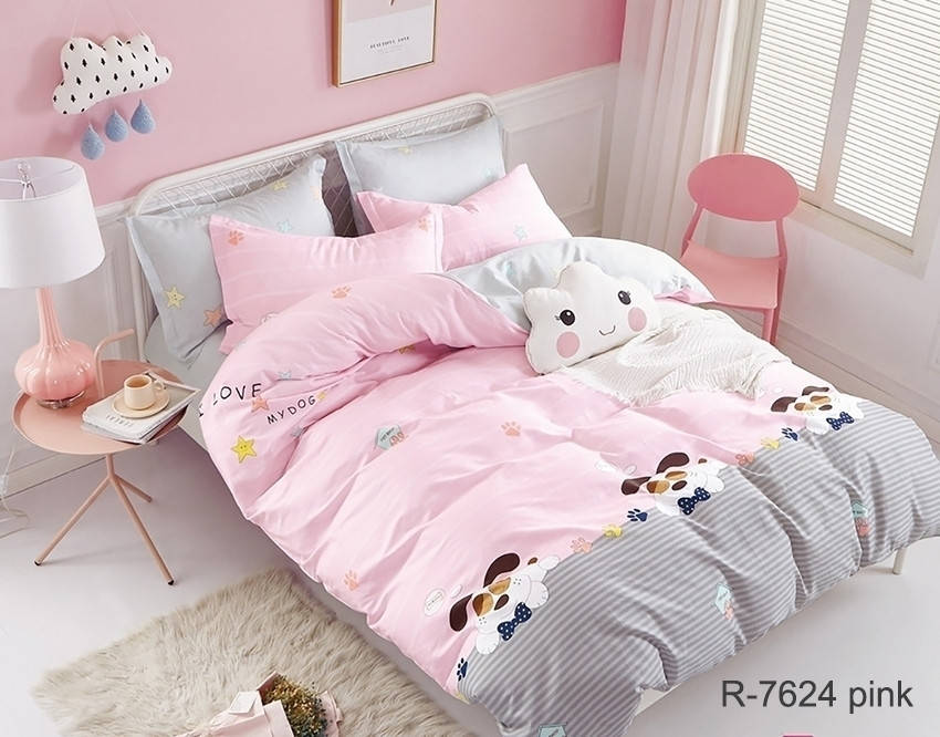 

ТМ TAG Комплект постельного белья с компаньоном R7624 pink, Розовый