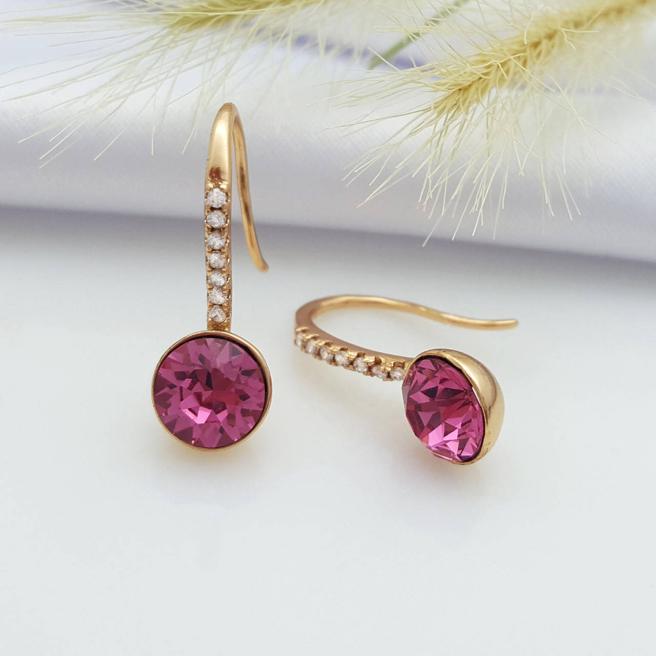 

Серьги Малиновый Swarovski, медзолото Xuping, 18К