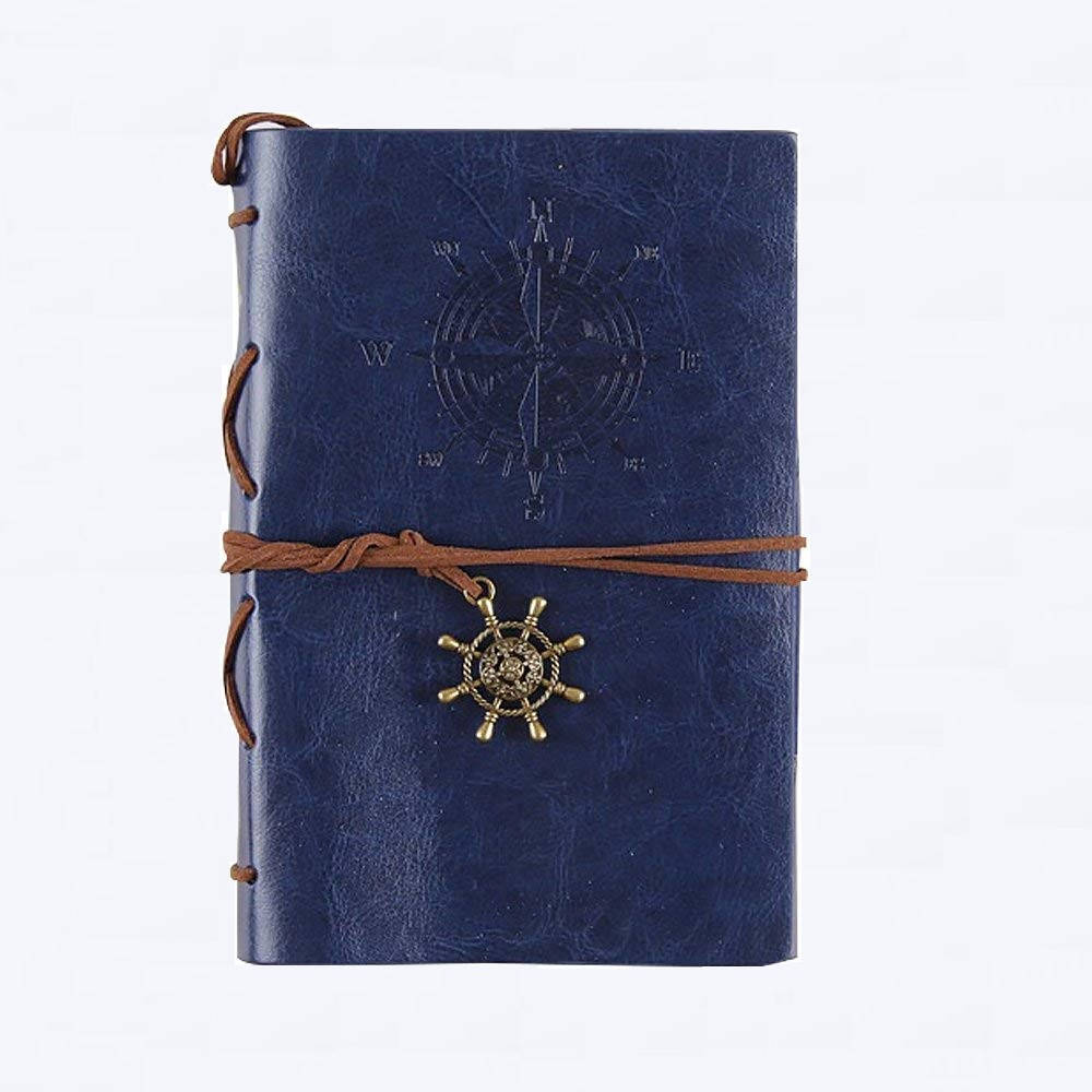 

Винтажный блокнот с якорем и штурвалом. Темно-синий (Medium) (MR)