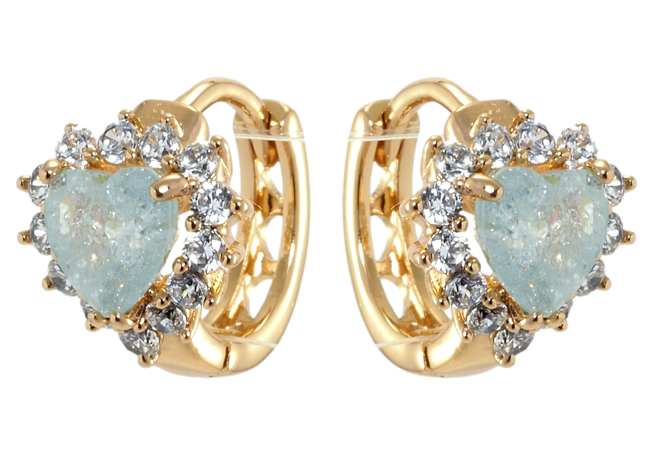 

Серьги Xuping Позолота 18K колечки "Сердечки голубые фианиты в обрамлении циркония"