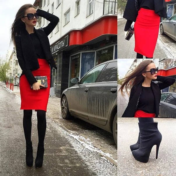 

Трикотажная юбка-карандаш 44, Красный