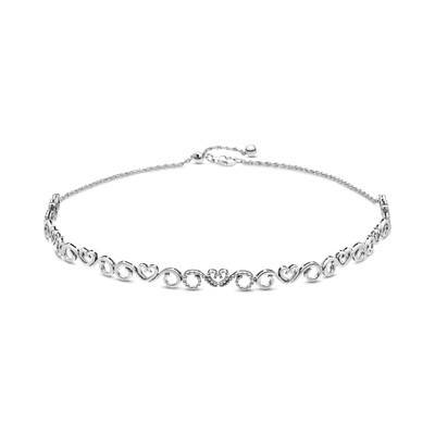 

Серебряное колье-чокер Pandora «Ажурные сердца» 397129CZ-38