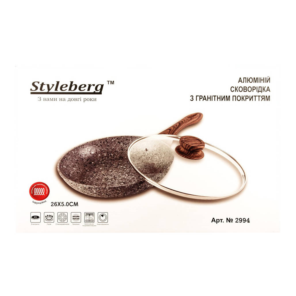 

Сковорода с крышкой Styleberg 26 см (2994) Гранитное покрытие