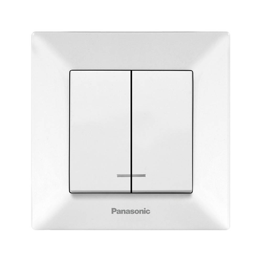 

Выключатель двухклавишный Panasonic Arkedia Slim с подсветкой белый
