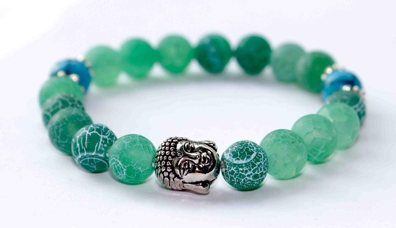 

Браслет из натурального камня матовый зеленый морозный агат