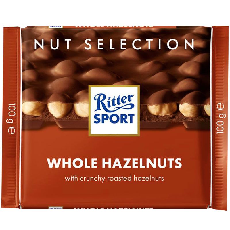 

Шоколад Ritter Sport Whole Hazelnuts Молочный шоколад с цельным фундуком 100г (1уп/10шт)