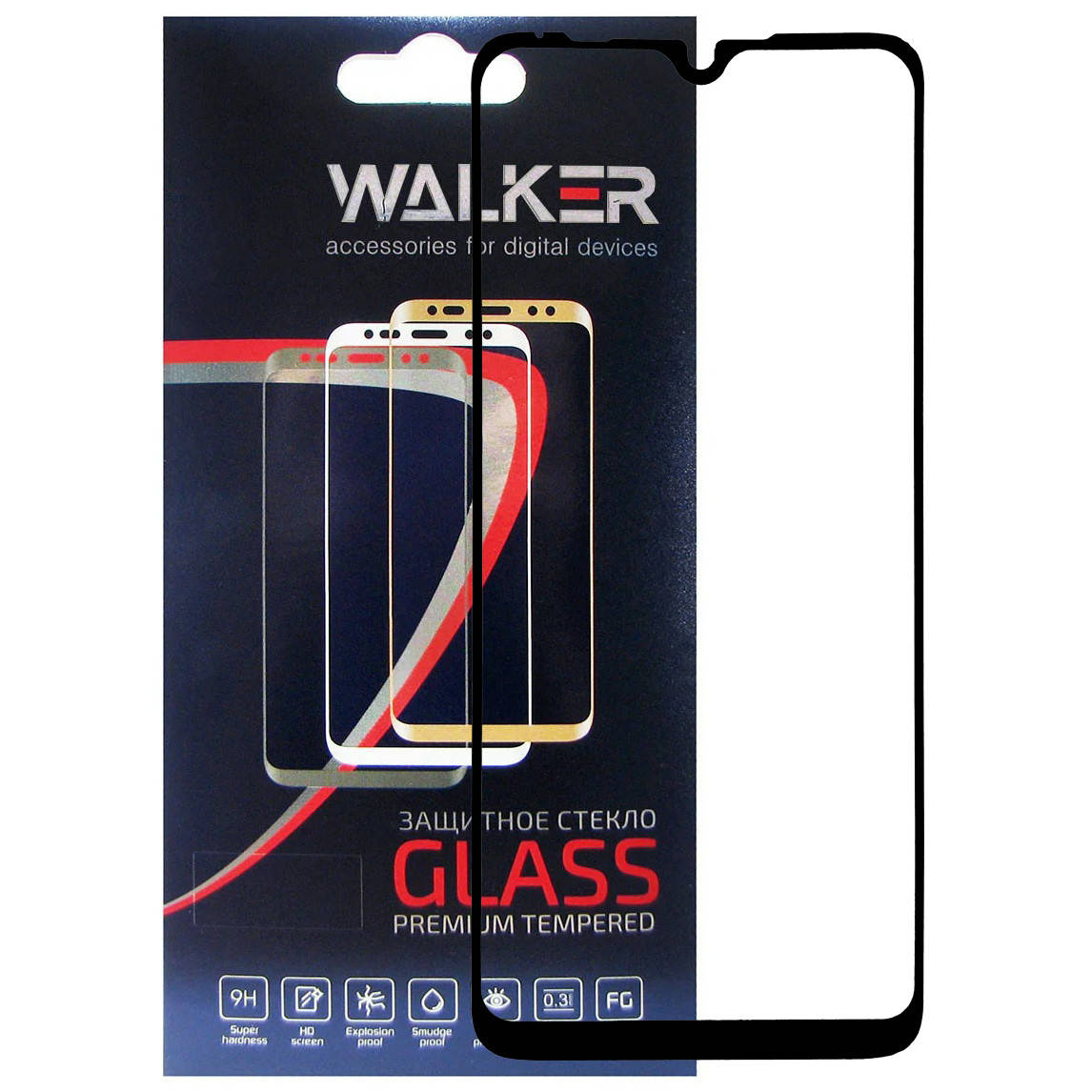 

Защитное стекло Walker 3D Full Glue для Xiaomi Mi A3 / Mi CC9E Black, Черный