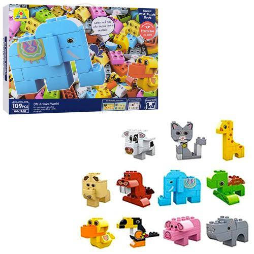 

KMHG-1968 Конструктор для малышей Животные, 109 деталей, коробка 42-30-7 см