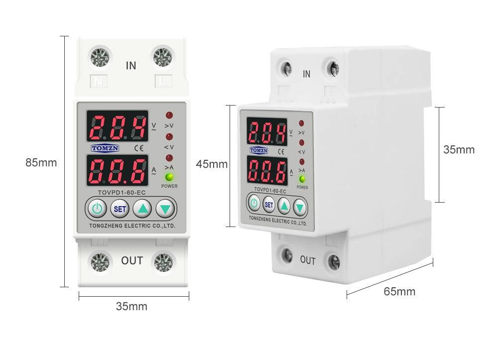 

Защитное реле напряжения TOMZN (TOVPD1-60-EC) с защитой по току 60А