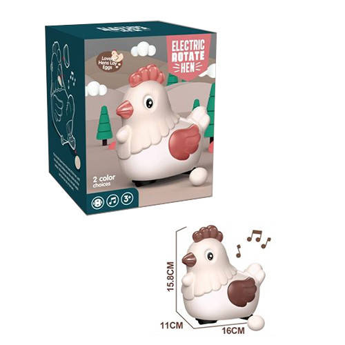 

Музыкальная игрушка курочка 16см,несет яйца, музыка, ездит, 2 цвета, X-135