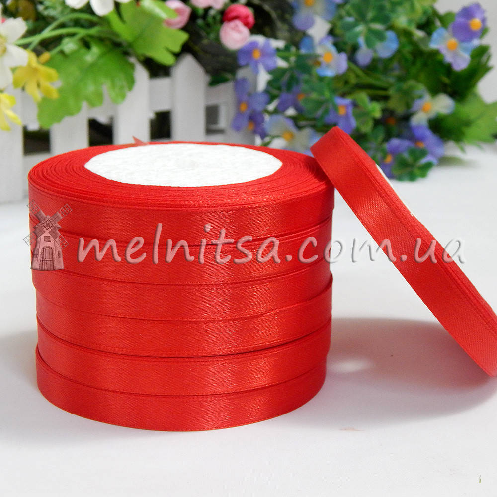 

Атласная лента 1 см, №26 красный, рулон 23 м