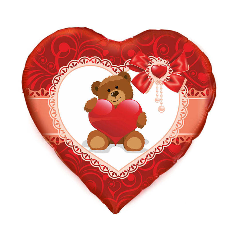 

Фольгированный шар сердце Мишка с сердцем 18" AS-124 ArtShow, Красный