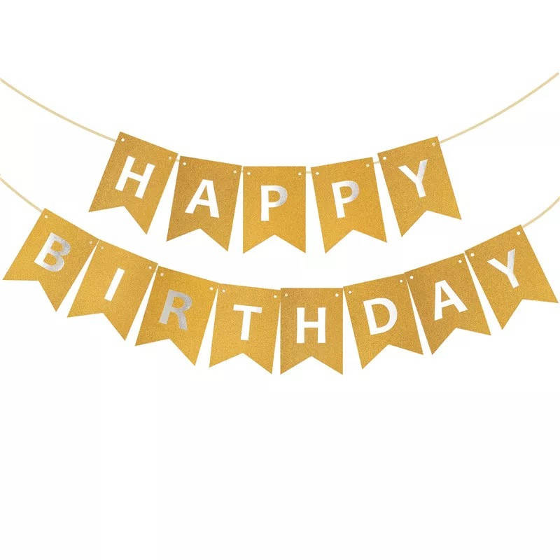 

Бумажная гирлянда из флажков золотая, 3 метра
